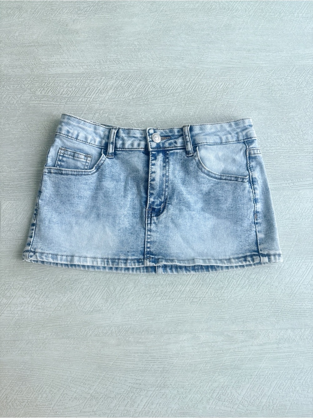 Light Wash Denim Mini Skirt - Classic Casual